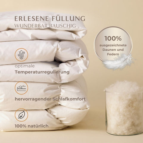 Halbdaunendecke mit bauschiger Daunen- und Federfüllung für optimalen Schlafkomfort und Temperaturregulierung