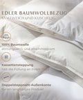 Federfreie Bettdecke mit edlem Baumwollbezug aus 100 Prozent Baumwolle und hochwertiger Kassettensteppung
